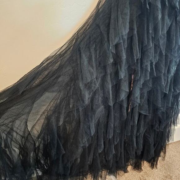 Blithe LA Tulle Formal Dress Womens Size Medium Black Sheer Full Prom Maxi Glam - Picture 4 of 12